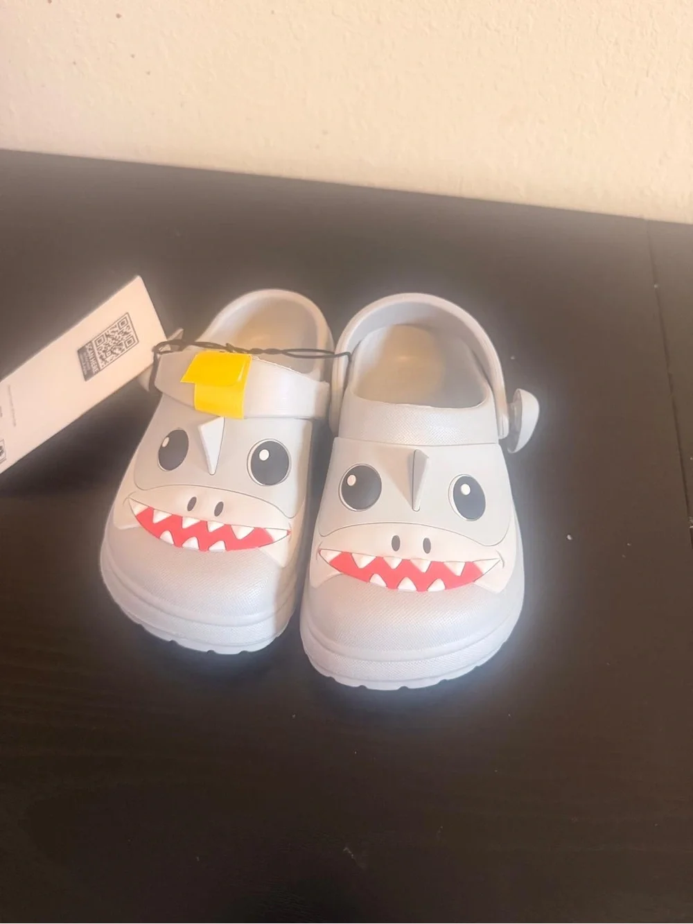 Kids Shark Clog Sandals in Gray and Red